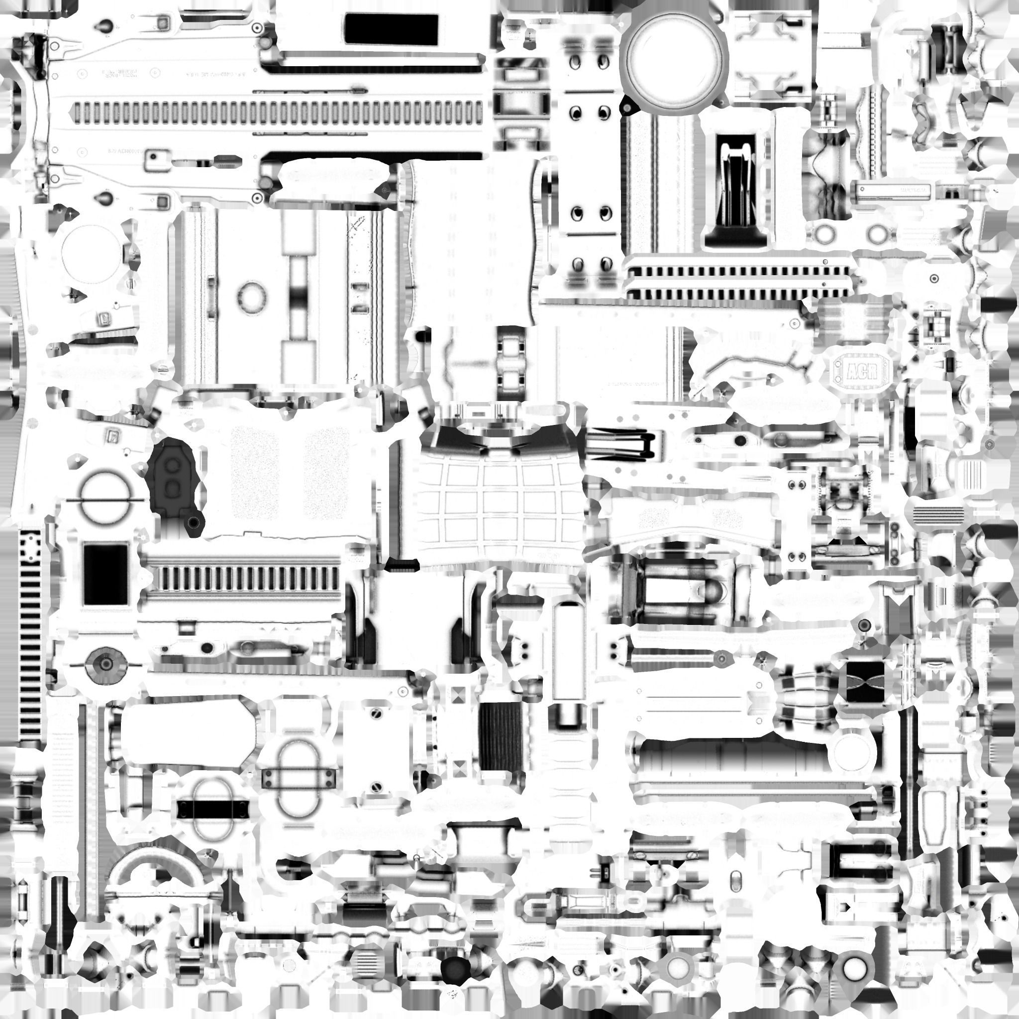 Cyberpunk Futuristic White Riffle Machine Gun Low-poly 3D model_11