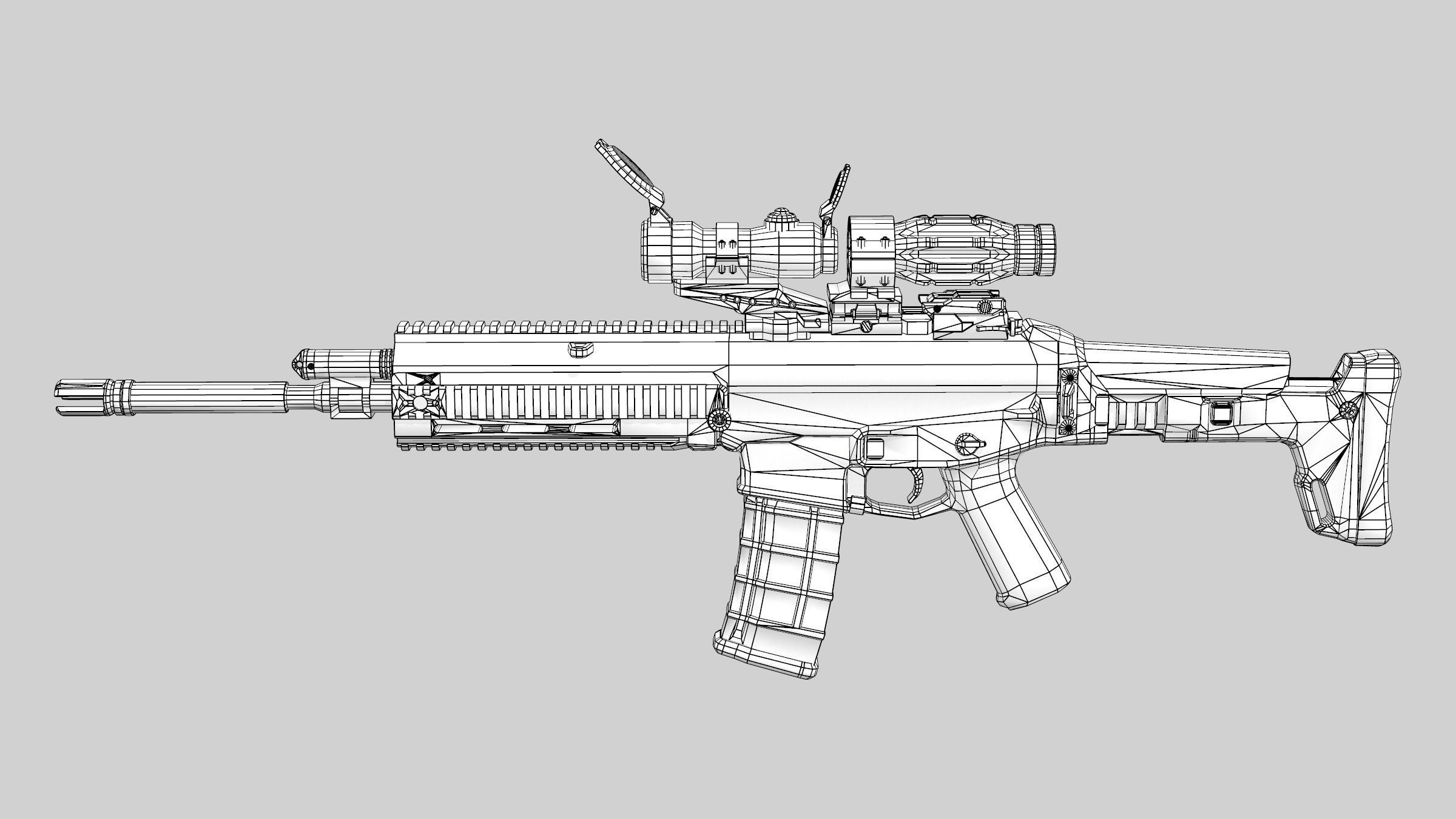 Cyberpunk Futuristic White Riffle Machine Gun Low-poly 3D model_5