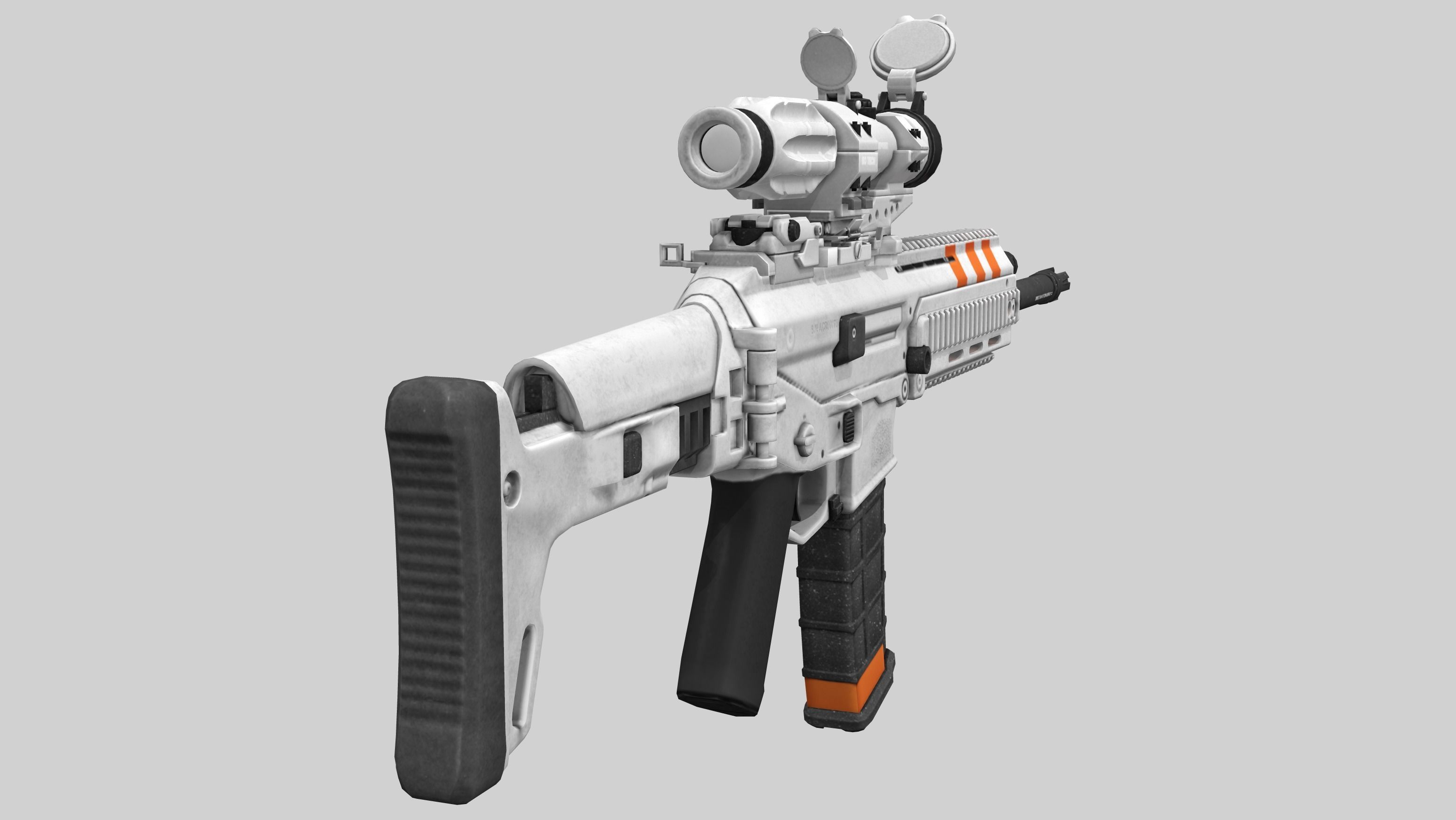 Cyberpunk Futuristic White Riffle Machine Gun Low-poly 3D model_4