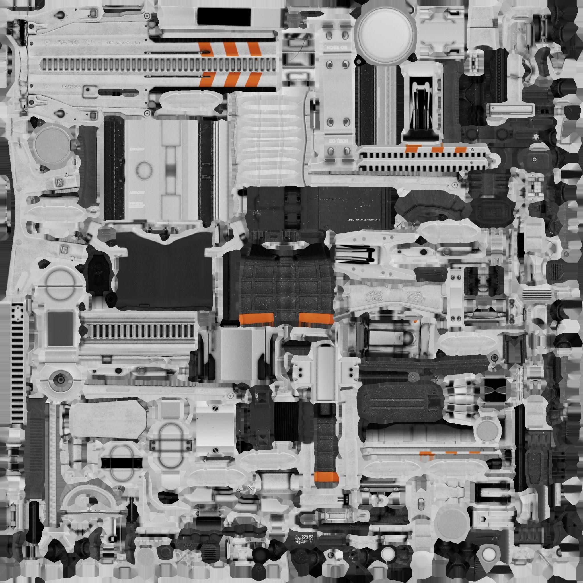 Cyberpunk Futuristic White Riffle Machine Gun Low-poly 3D model_8