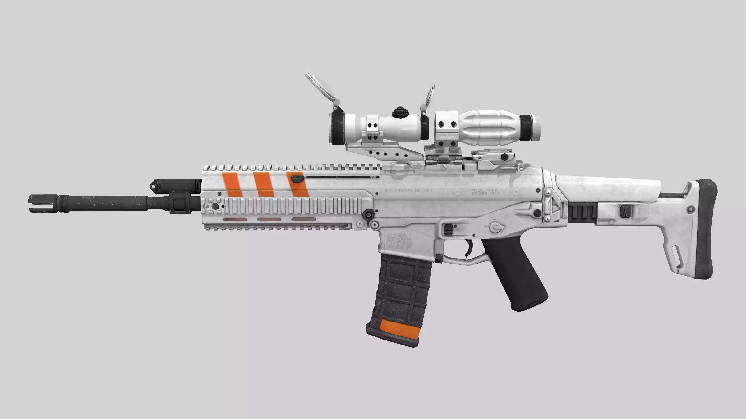 Cyberpunk Futuristic White Riffle Machine Gun Low-poly 3D model_0