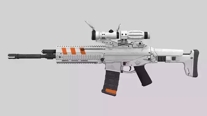 Cyberpunk Futuristic White Riffle Machine Gun Low-poly 3D model