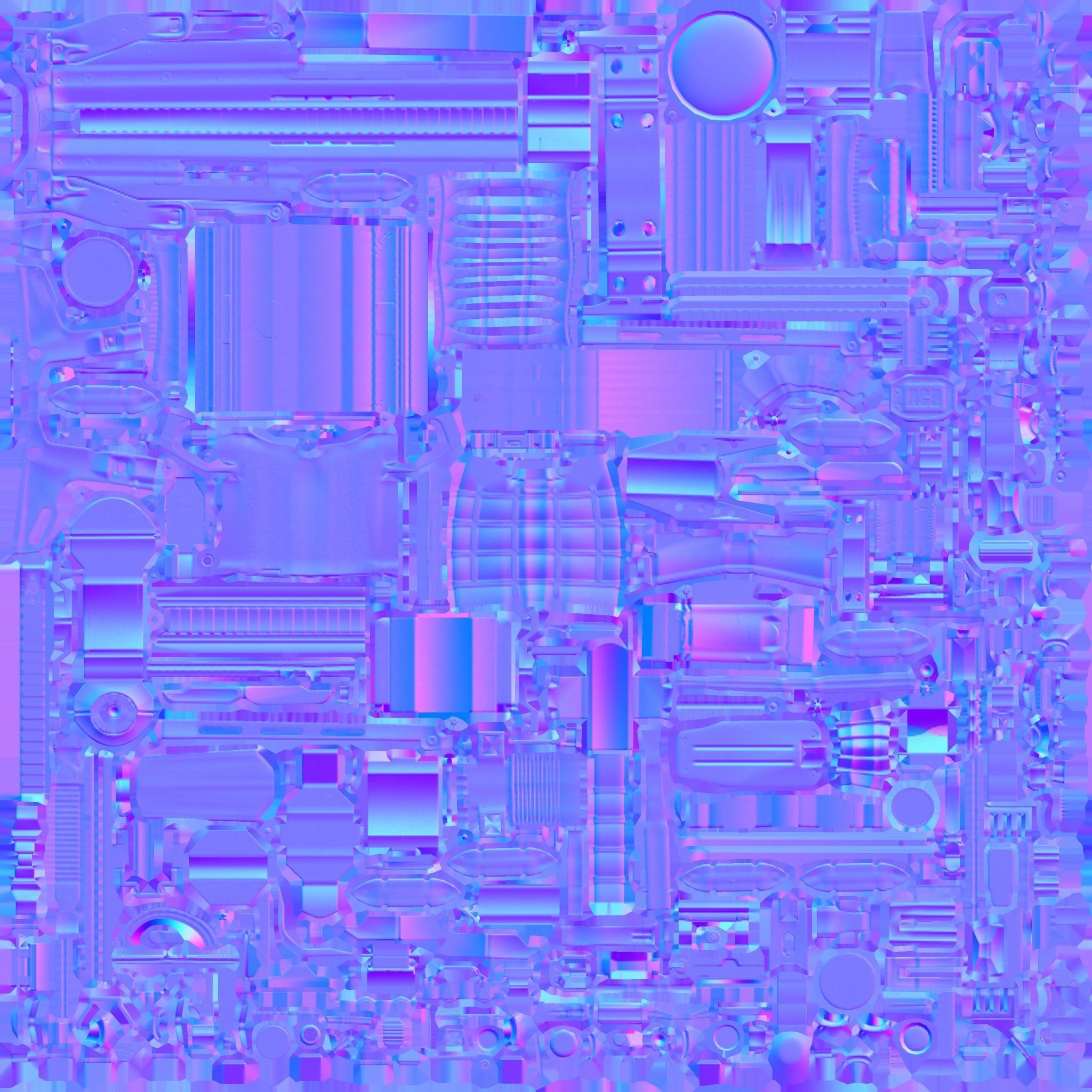 Cyberpunk Futuristic White Riffle Machine Gun Low-poly 3D model_9