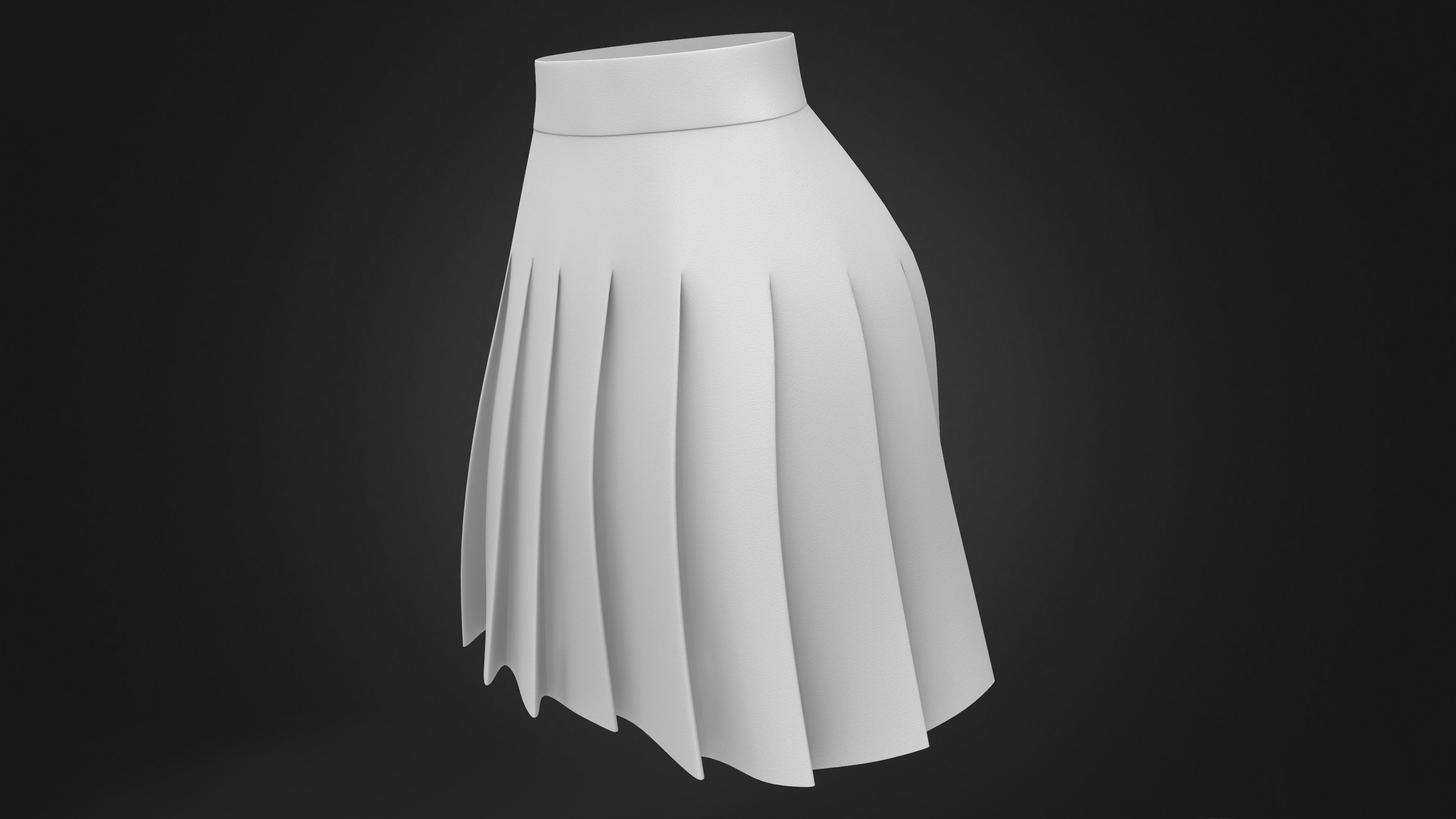 Japanese High Waist Manga Pleated Skirt Low-poly 3D model_9