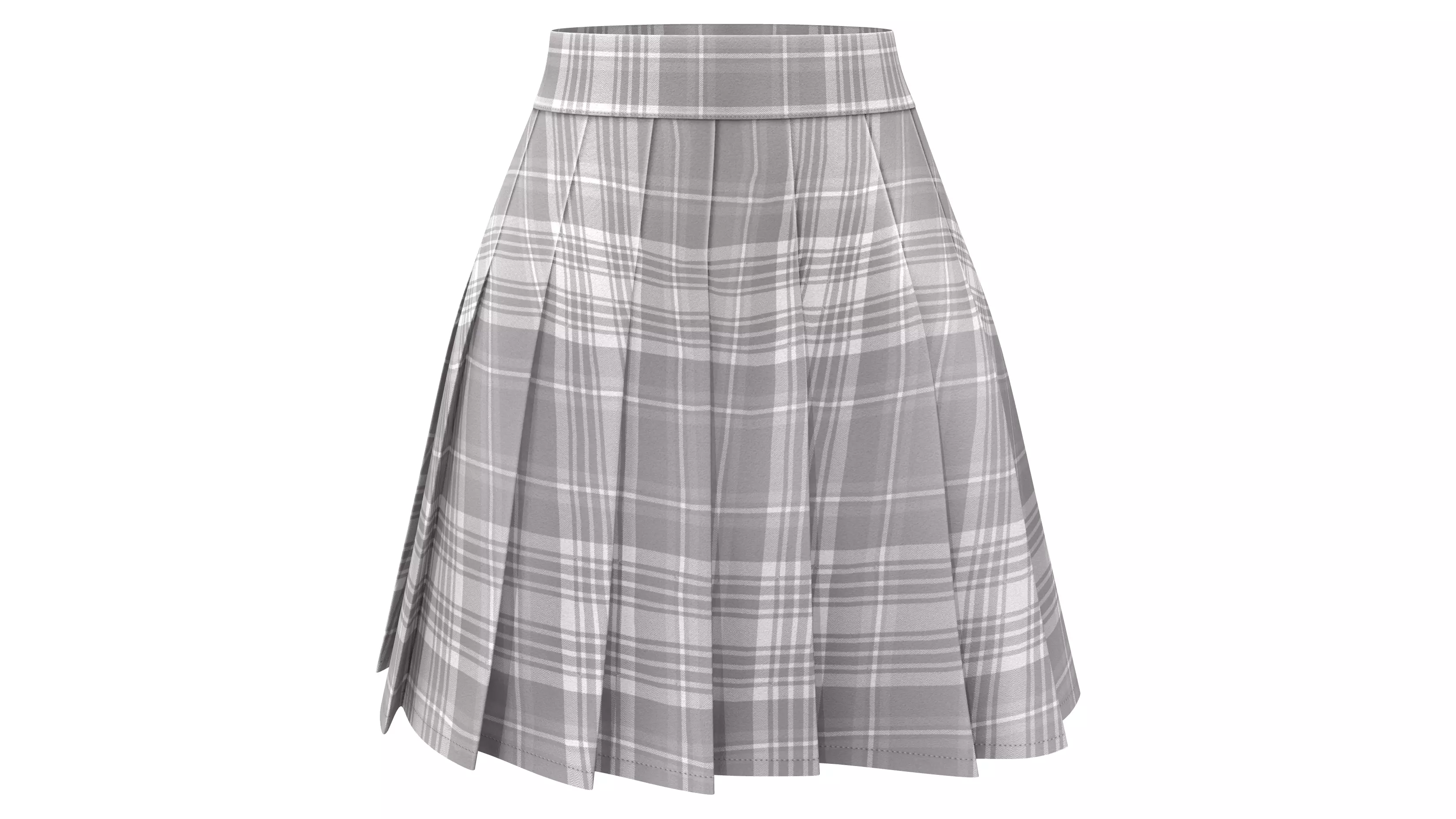 Japanese High Waist Manga Pleated Skirt Low-poly 3D model_0