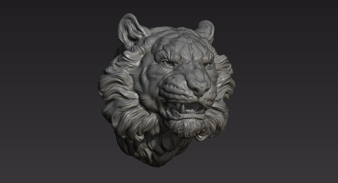 Tiger head shaggy 3D print model_10