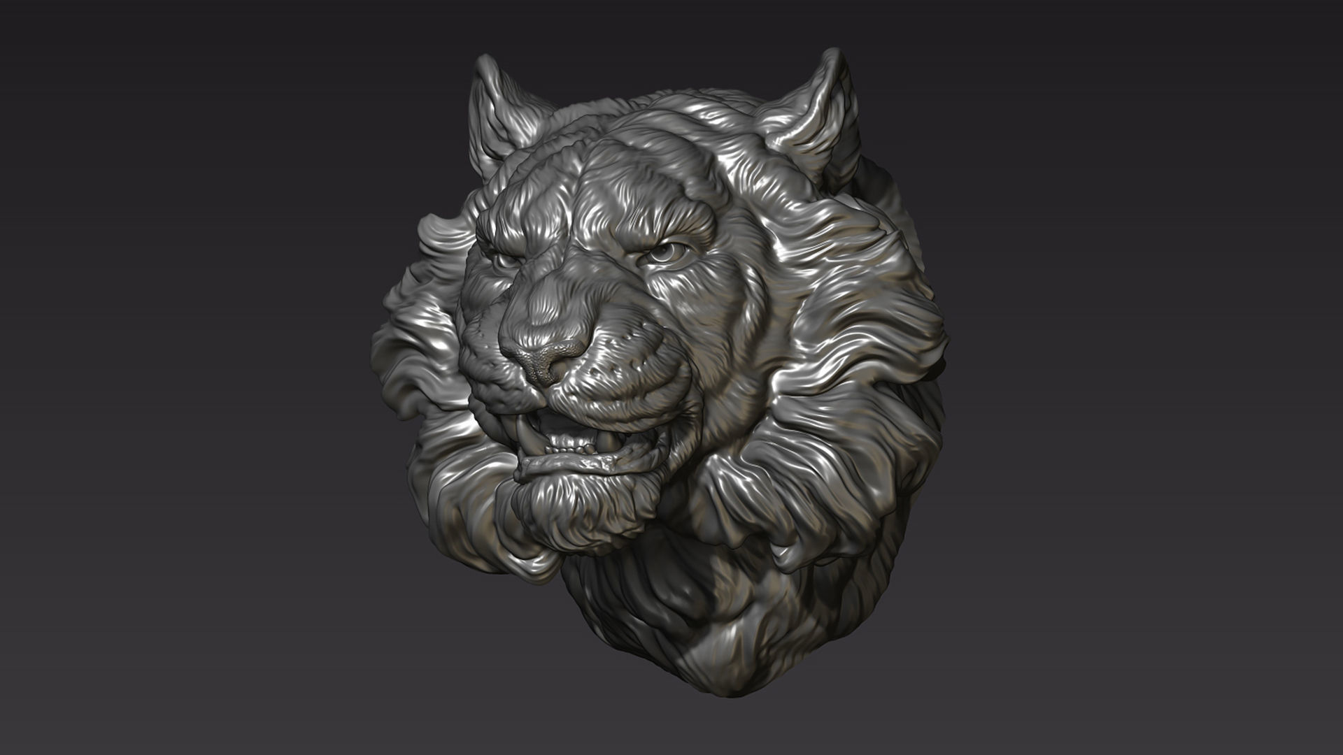 Tiger head shaggy 3D print model_8