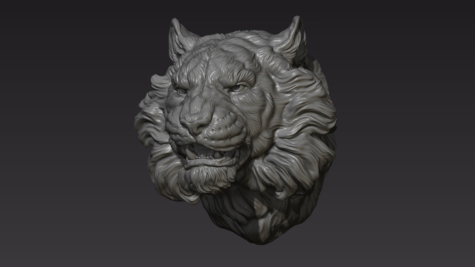Tiger head shaggy 3D print model_11