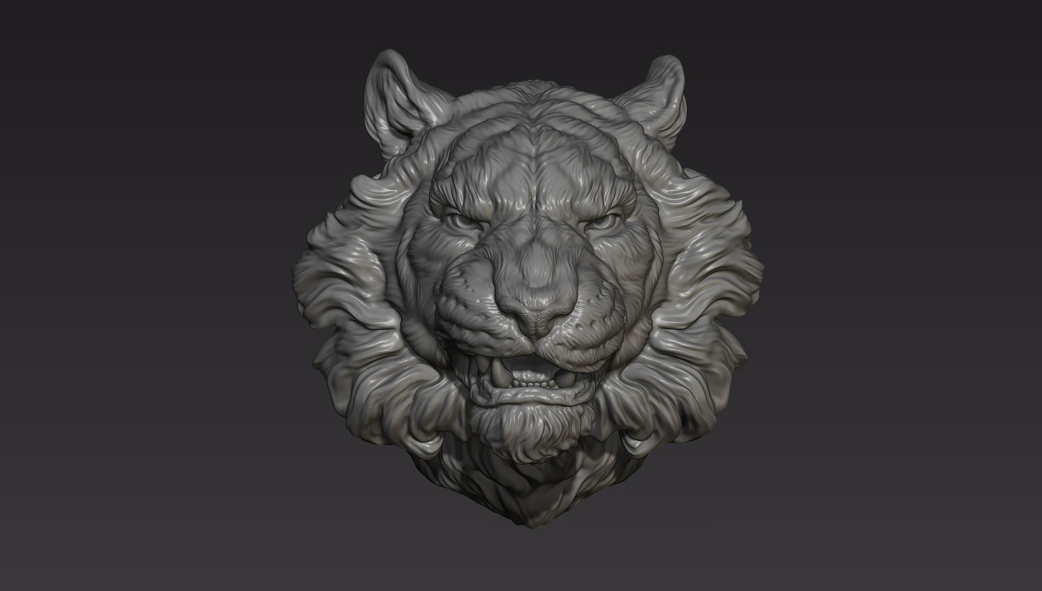 Tiger head shaggy 3D print model_9