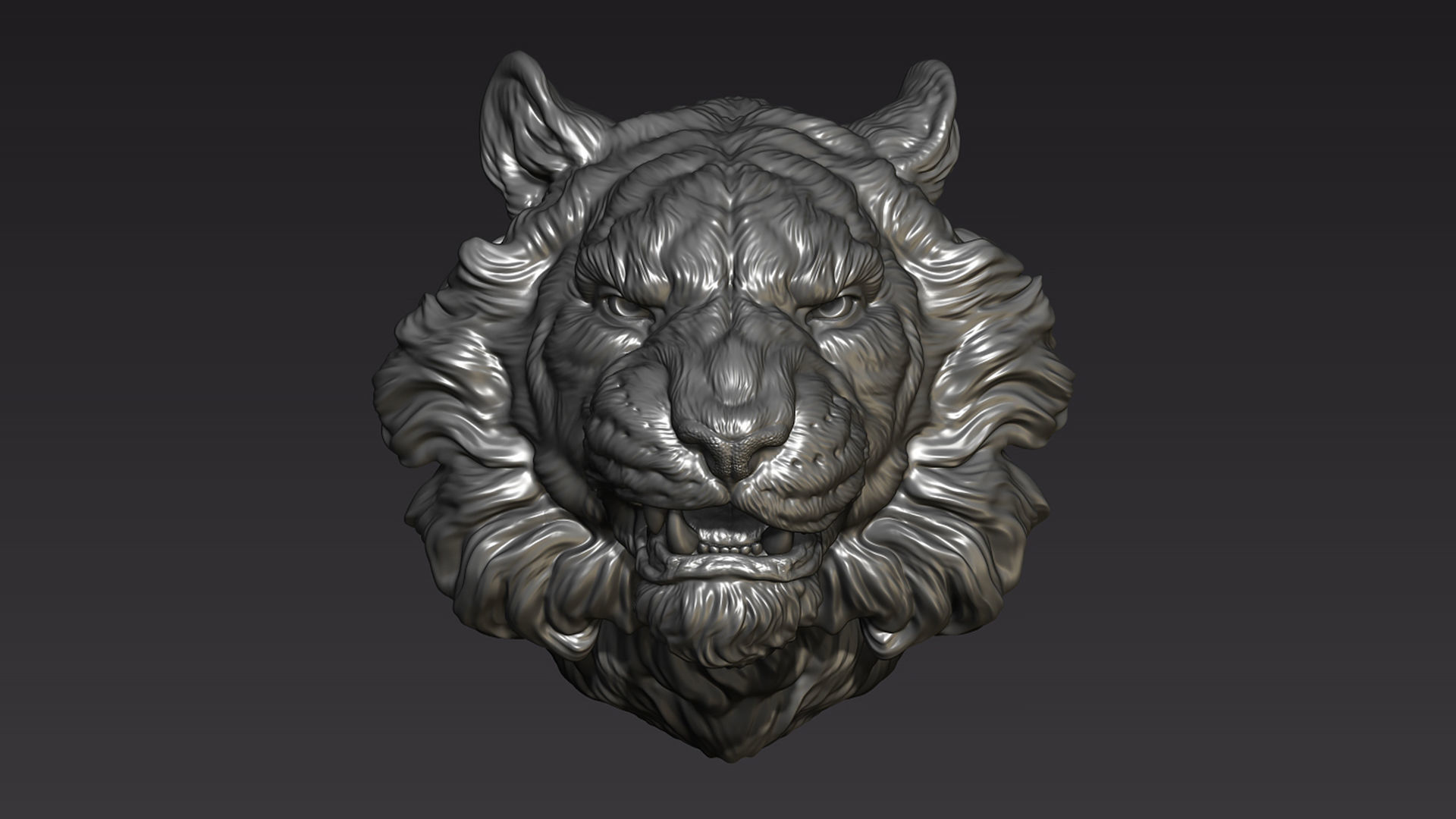 Tiger head shaggy 3D print model_6