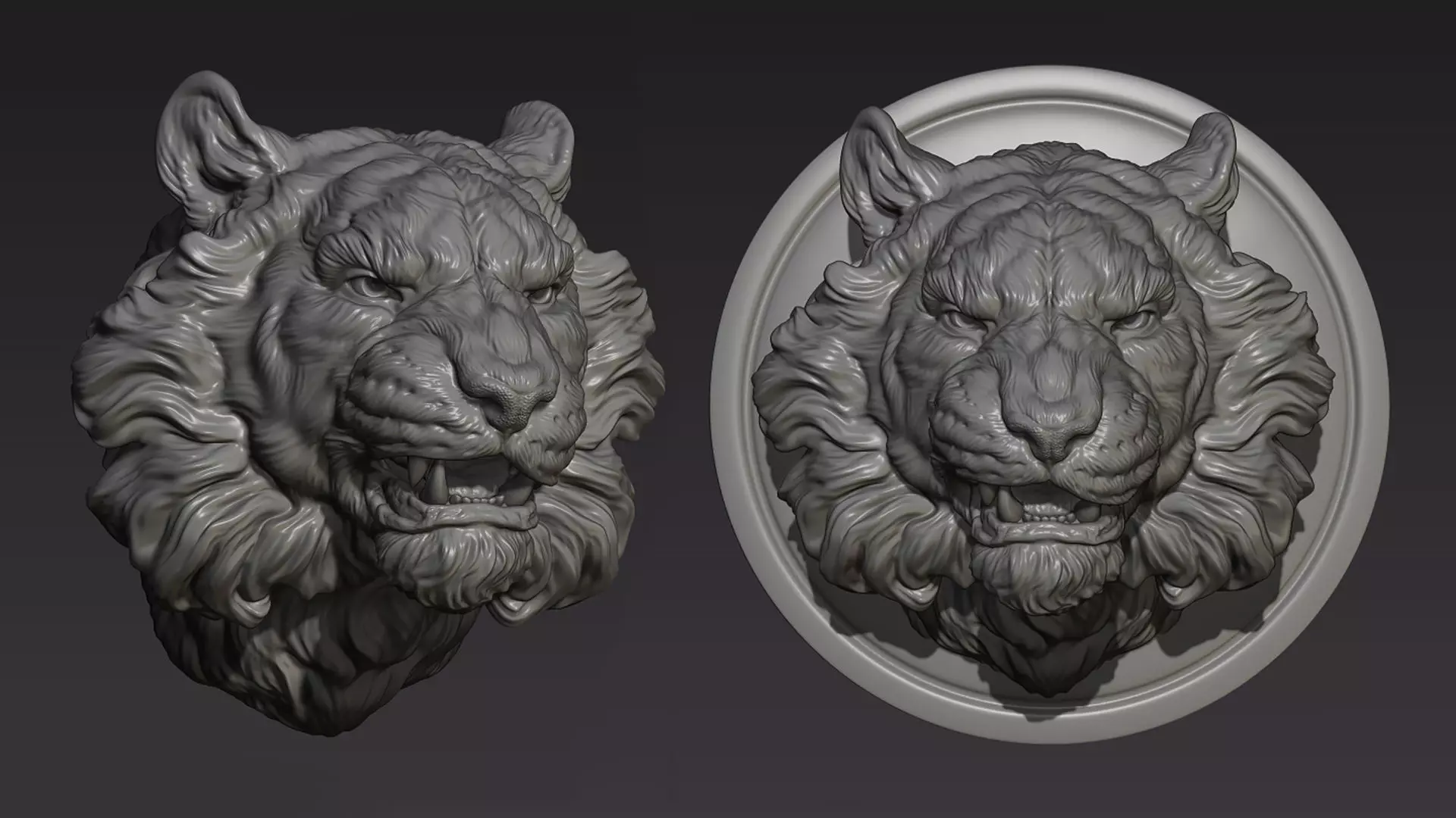 Tiger head shaggy 3D print model_0