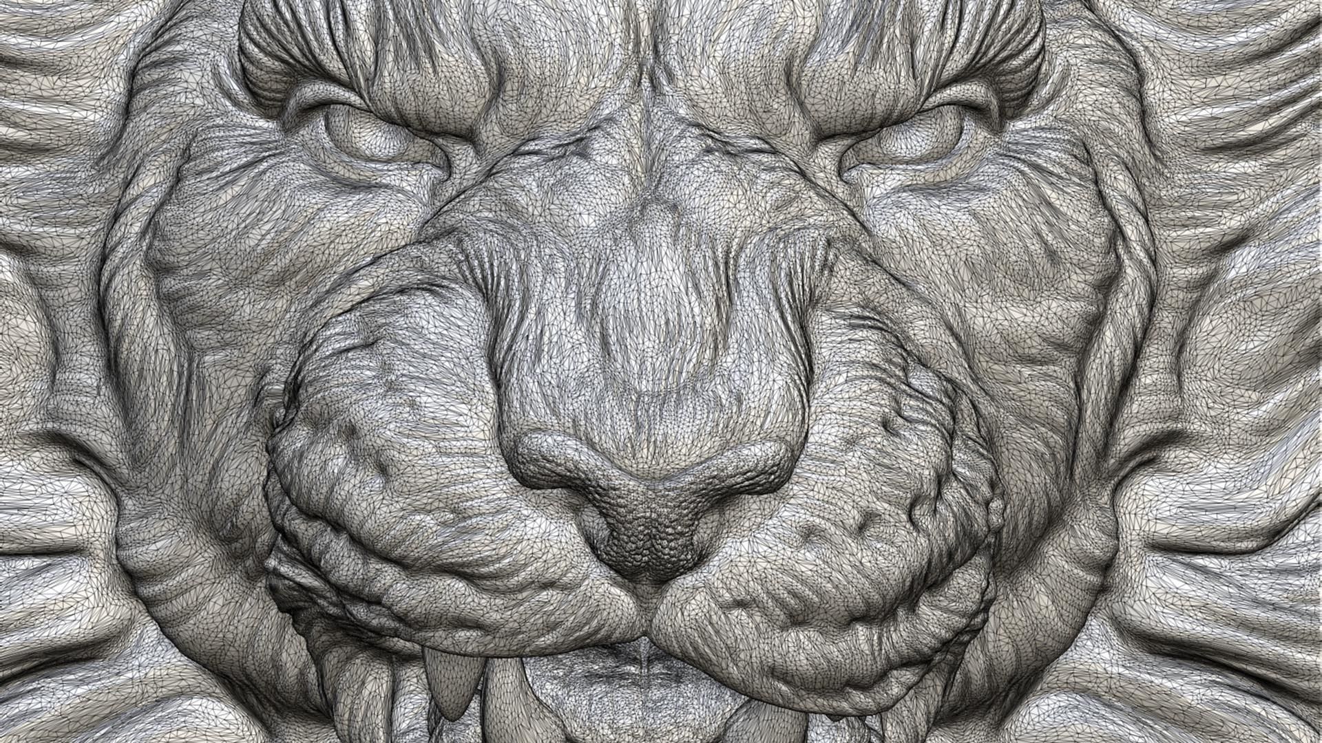 Tiger head shaggy 3D print model_12