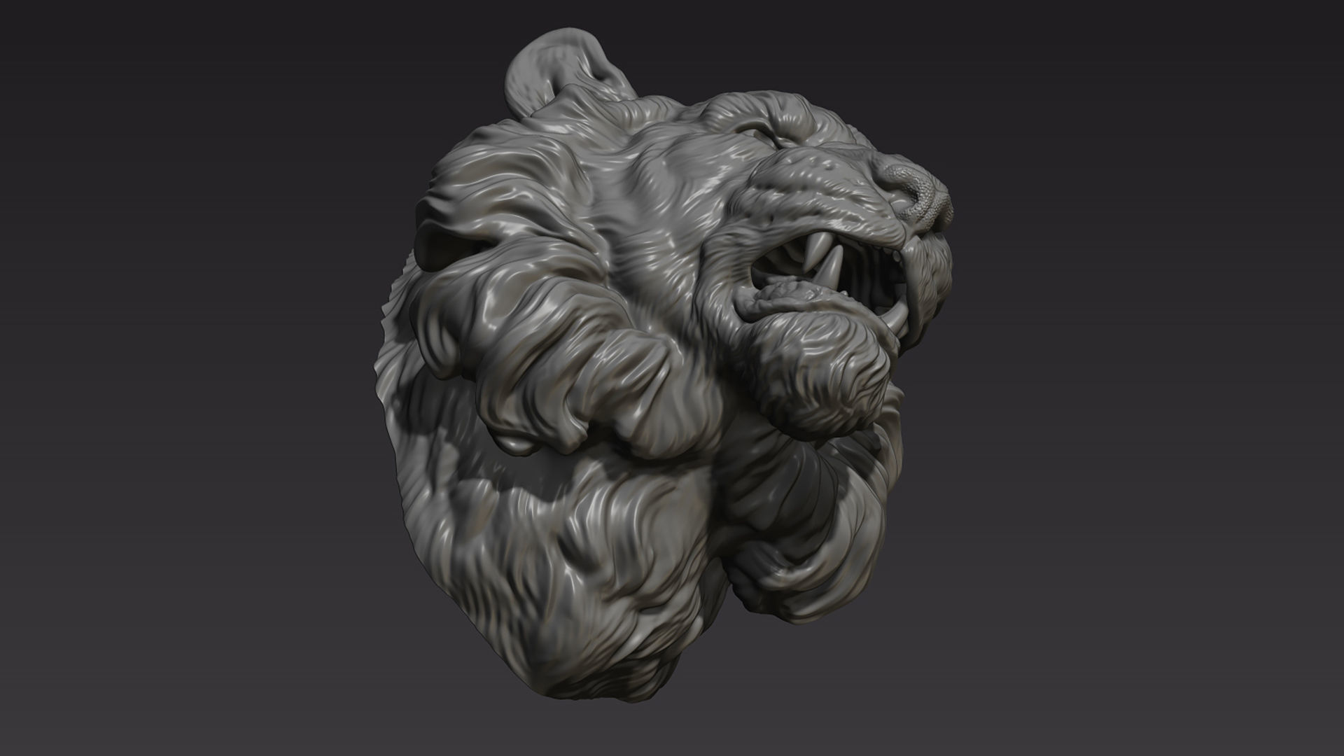 Tiger head shaggy 3D print model_5