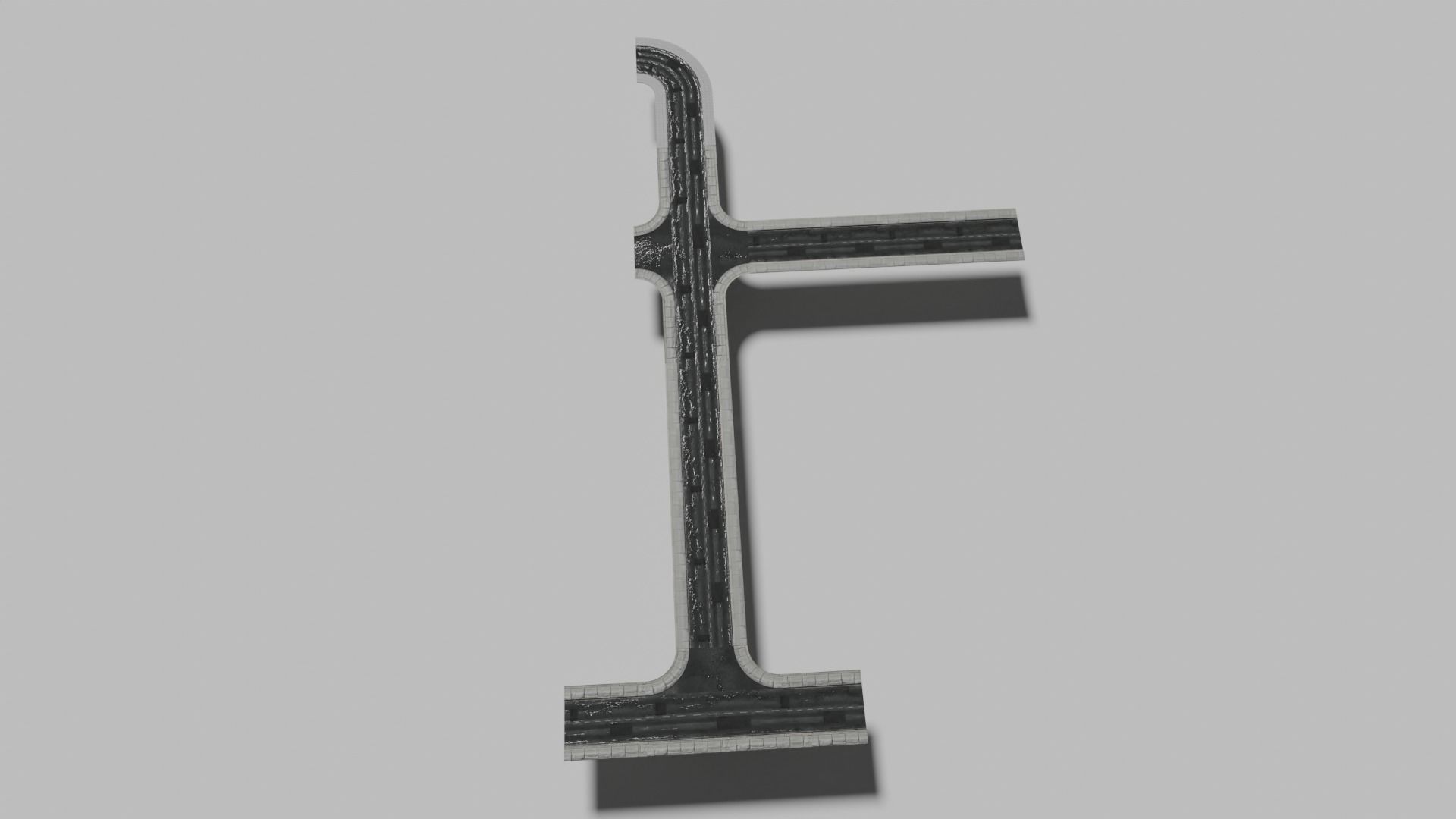 Modular roads Low-poly 3D model_6