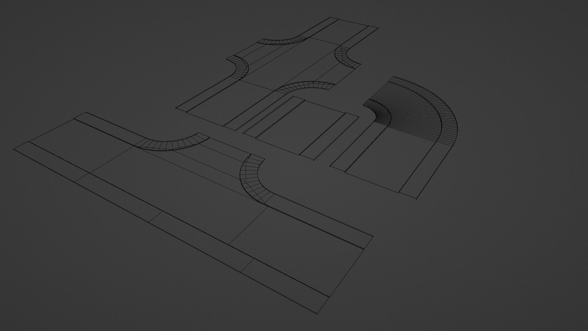 Modular roads Low-poly 3D model_4