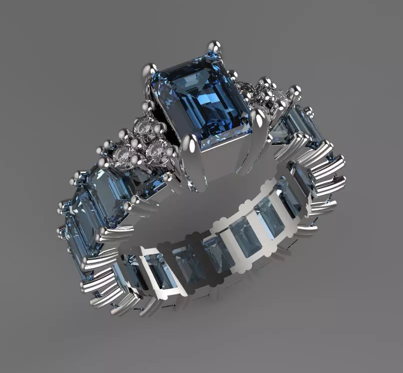 Emerald Diamond Ring 3D print model_0