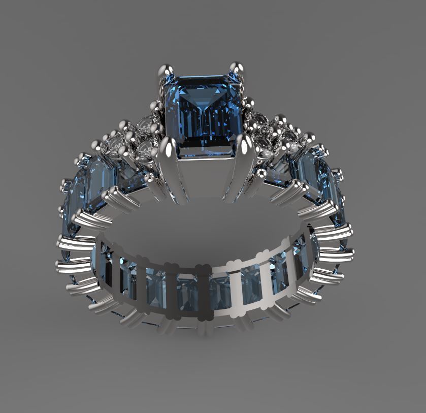 Emerald Diamond Ring 3D print model_1