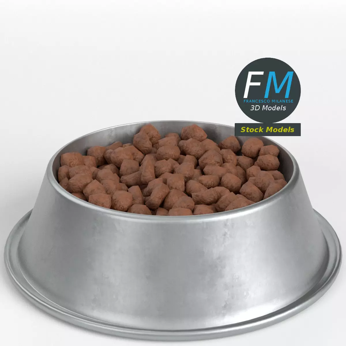 Dog bowl with food 3D model_0