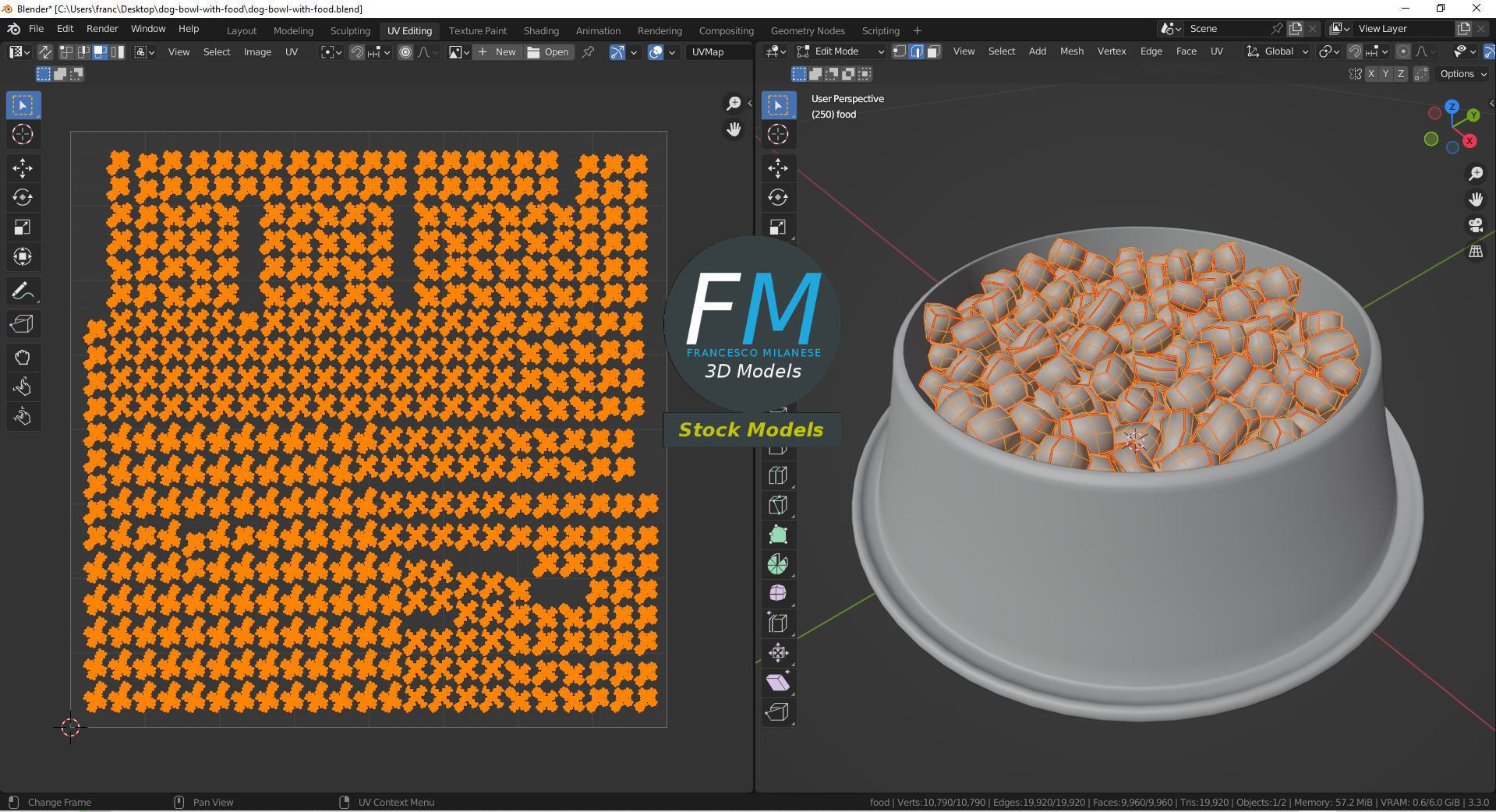 Dog bowl with food 3D model_10