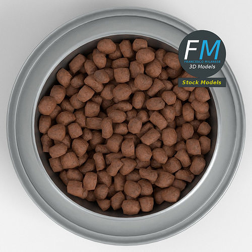 Dog bowl with food 3D model 6