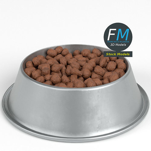 Dog bowl with food 3D model 4