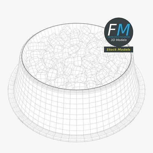 Dog bowl with food 3D model 7