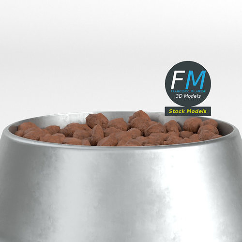 Dog bowl with food 3D model 3