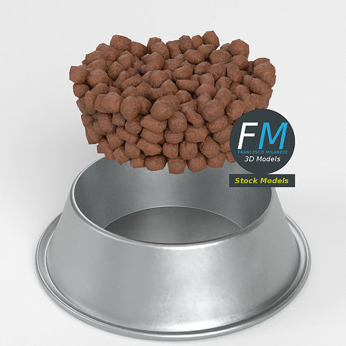 Dog bowl with food 3D model 2
