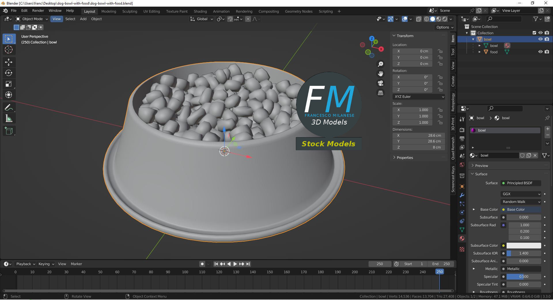 Dog bowl with food 3D model_9