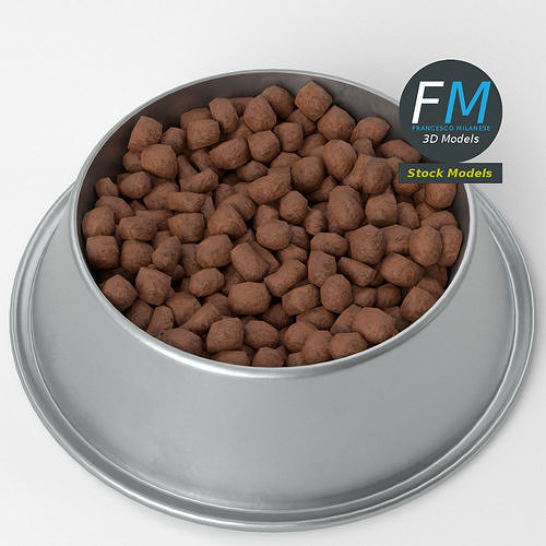 Dog bowl with food 3D model 5