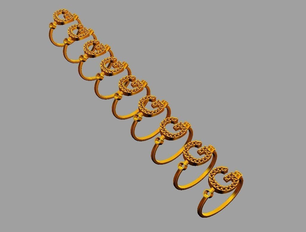 Diamond Letter Ring - G 3D print model_4