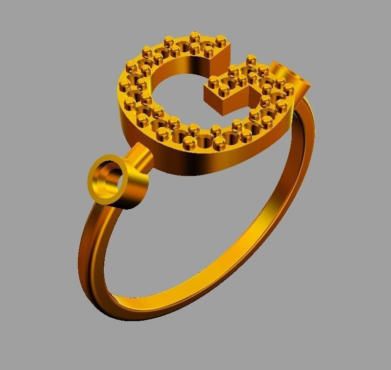 Diamond Letter Ring - G 3D print model_9