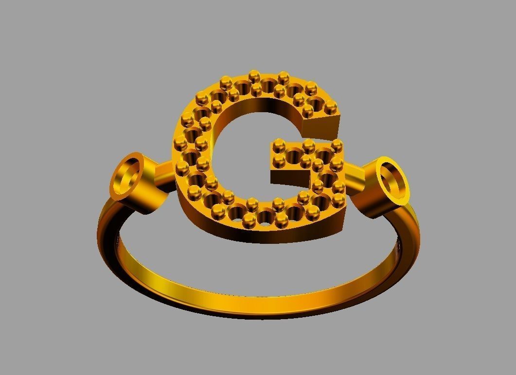 Diamond Letter Ring - G 3D print model_5