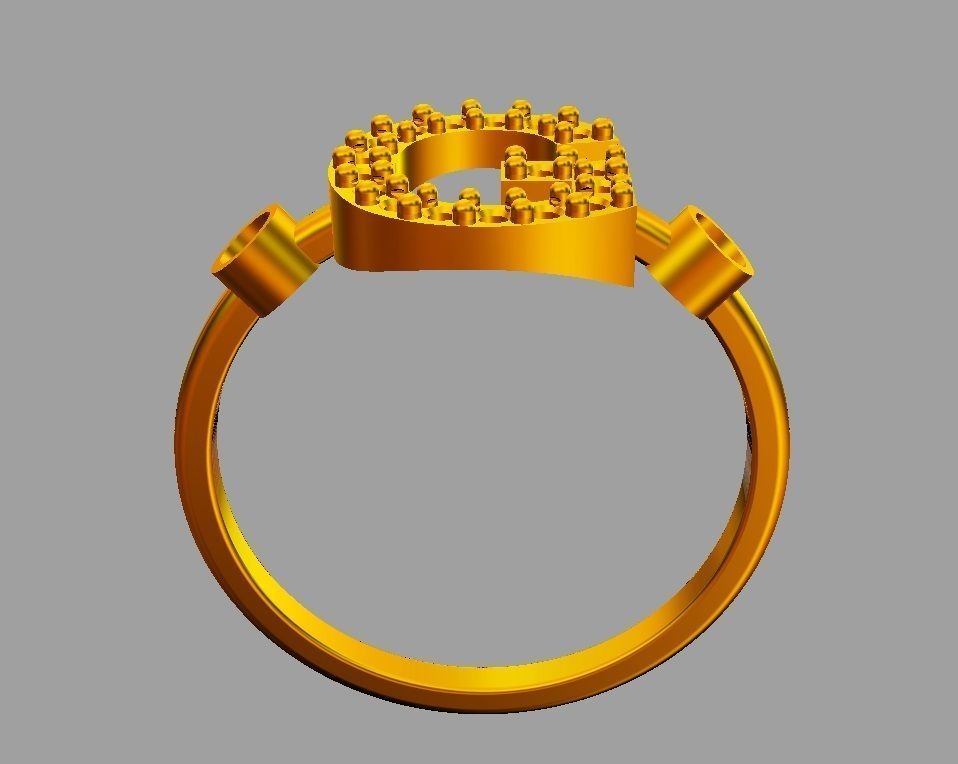 Diamond Letter Ring - G 3D print model_7