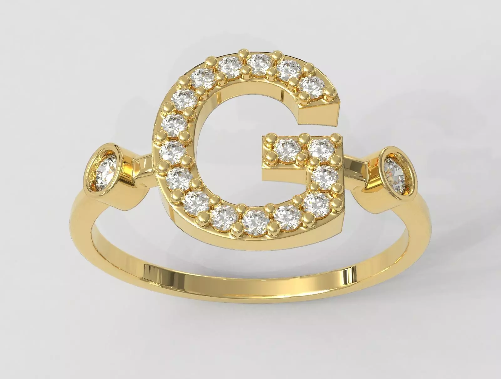 Diamond Letter Ring - G 3D print model_0