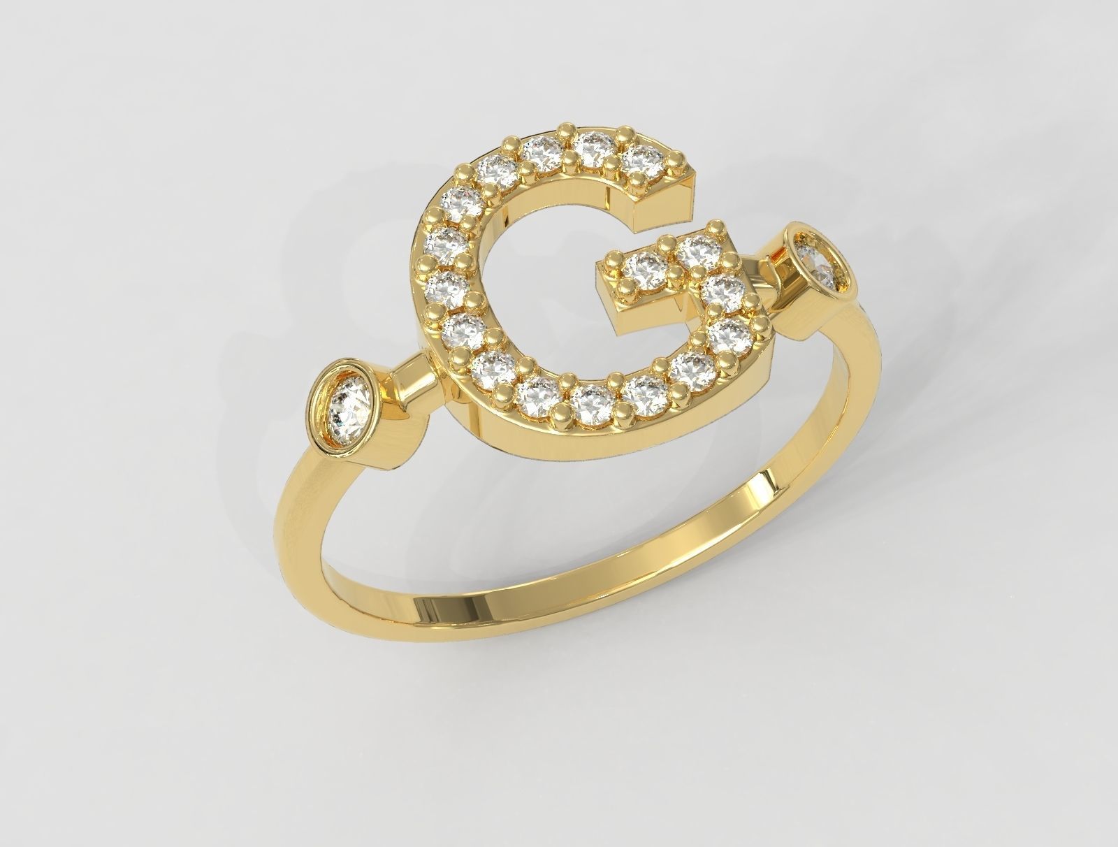 Diamond Letter Ring - G 3D print model_1