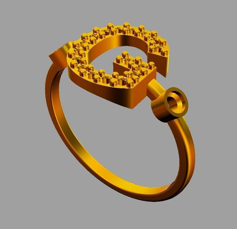 Diamond Letter Ring - G 3D print model_8