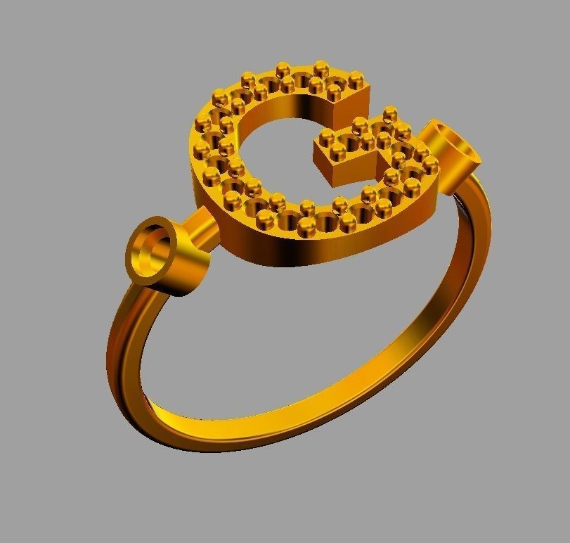 Diamond Letter Ring - G 3D print model_6