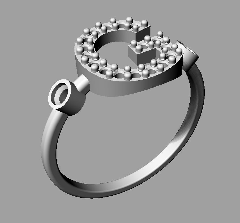 Diamond Letter Ring - G 3D print model_14