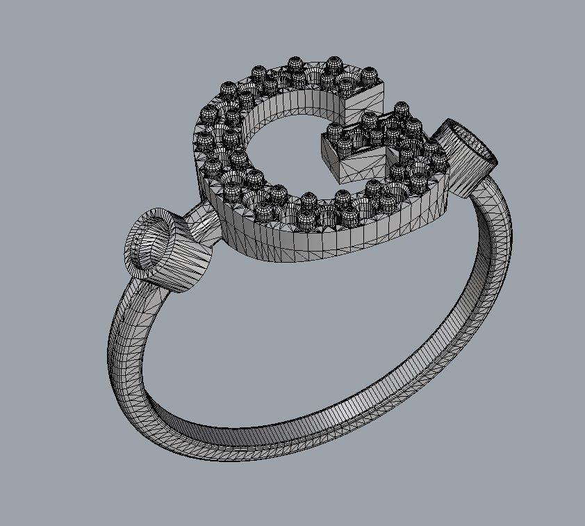 Diamond Letter Ring - G 3D print model_11