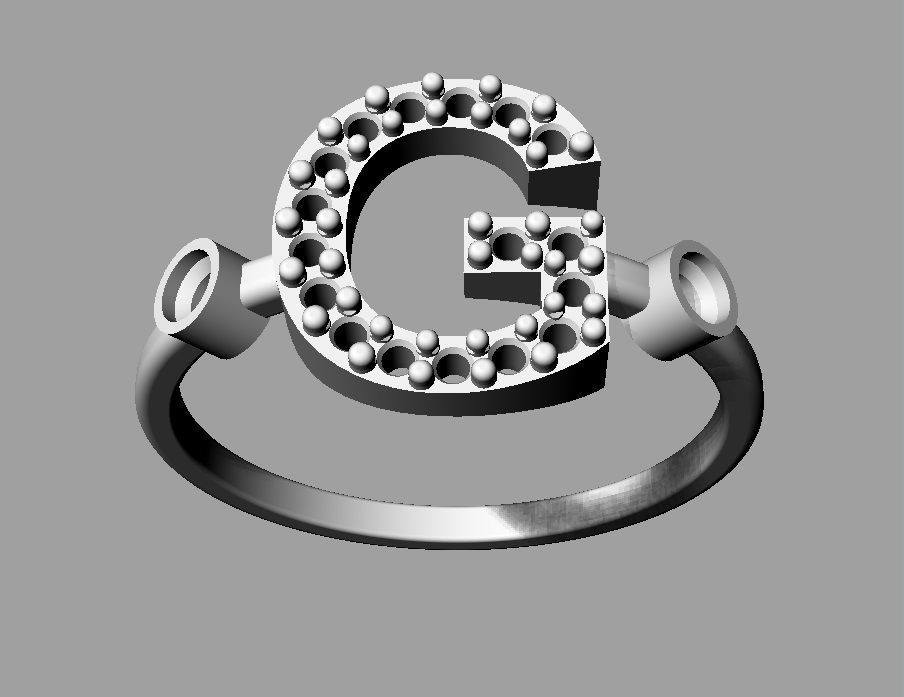 Diamond Letter Ring - G 3D print model_13