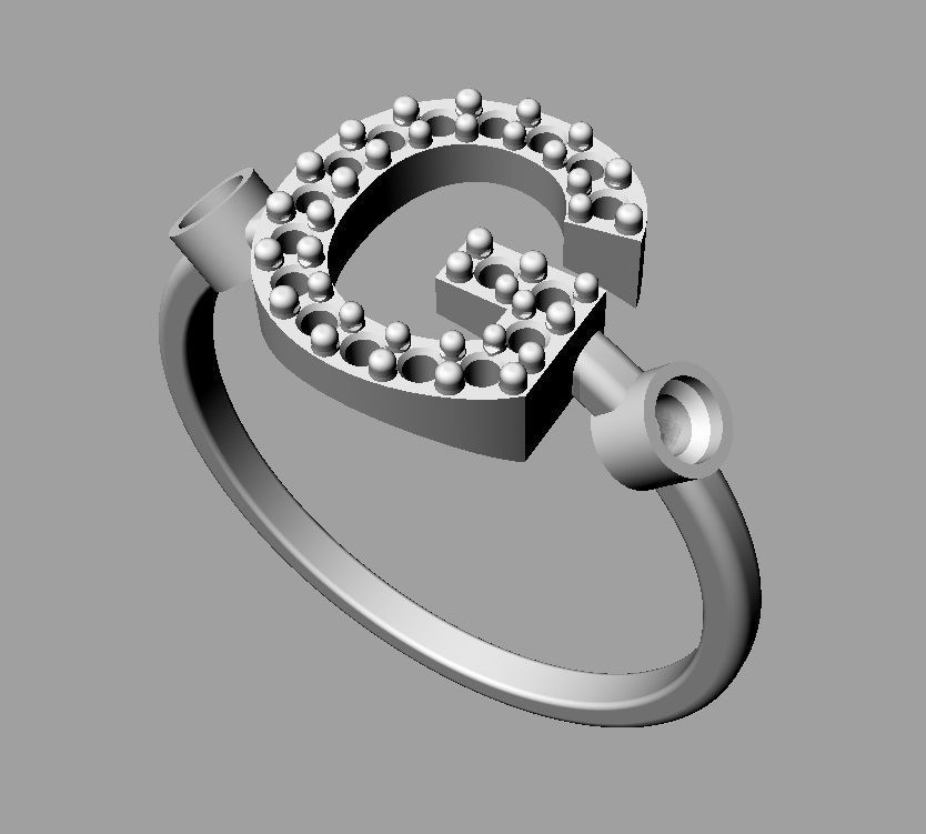 Diamond Letter Ring - G 3D print model_15
