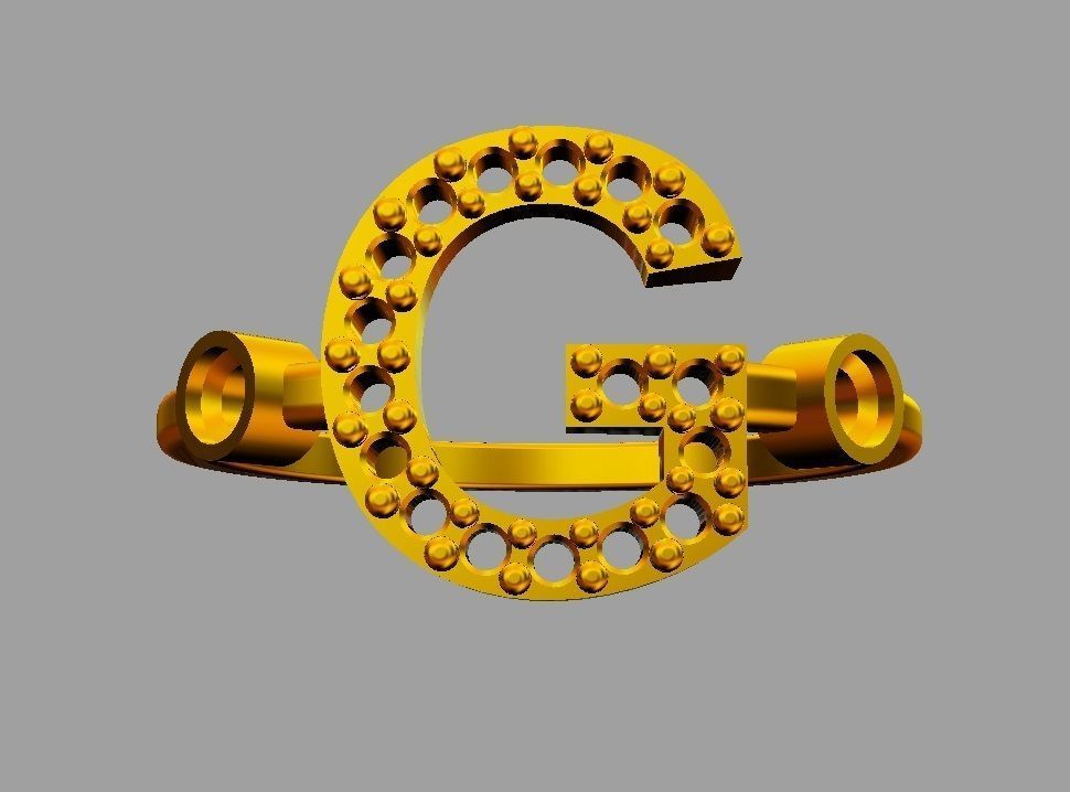Diamond Letter Ring - G 3D print model_10