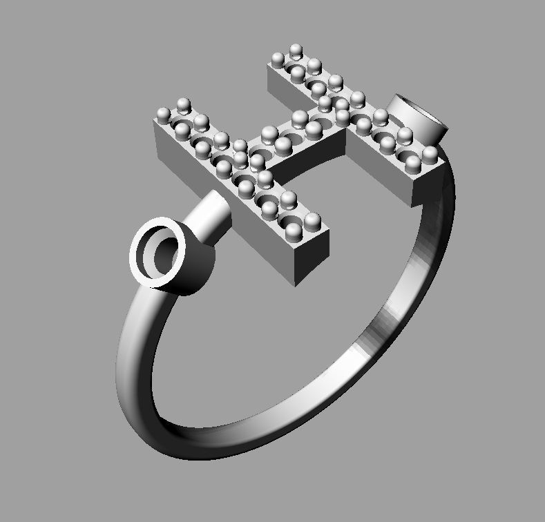 Diamond Letter Ring - H 3D print model_17