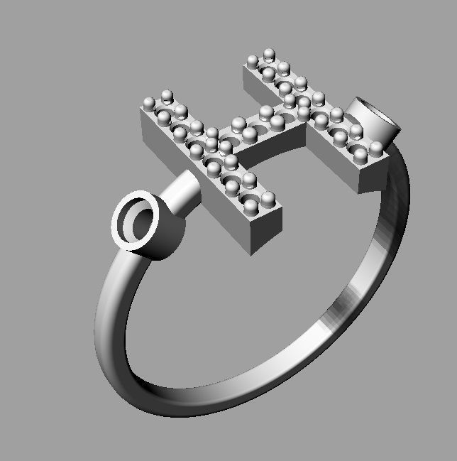 Diamond Letter Ring - H 3D print model_15