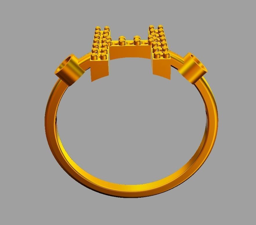 Diamond Letter Ring - H 3D print model_7