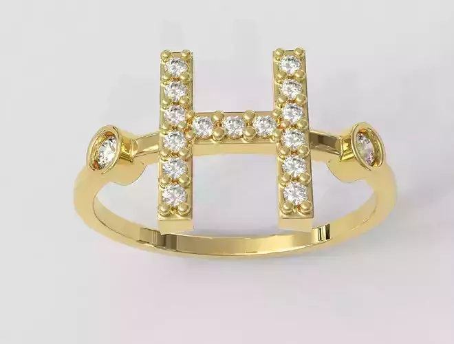 Diamond Letter Ring - H 3D print model