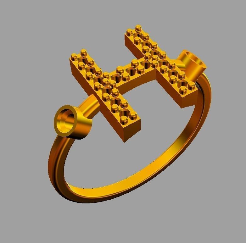 Diamond Letter Ring - H 3D print model_6