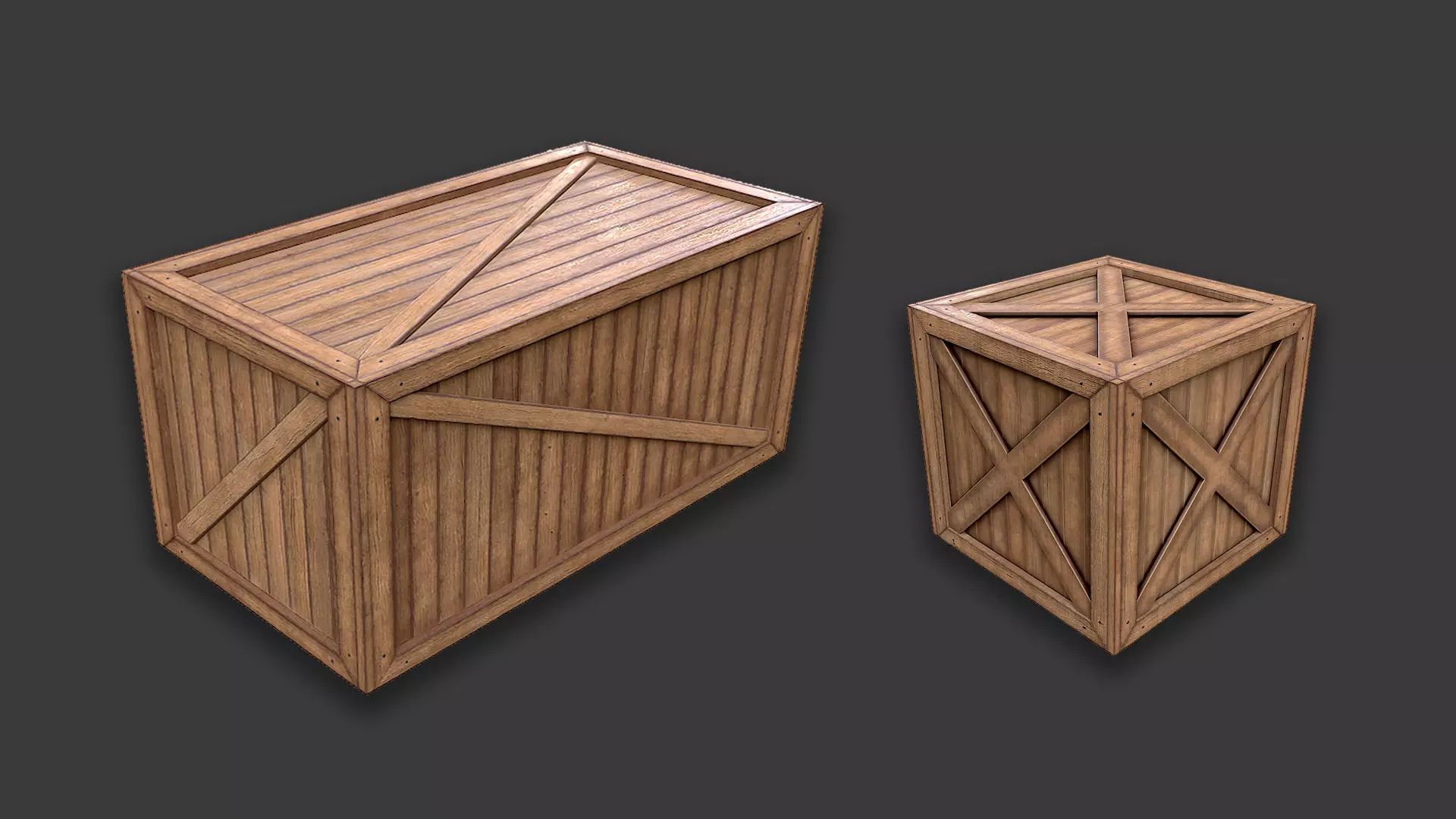 Wooden Crates Low-poly 3D model_0
