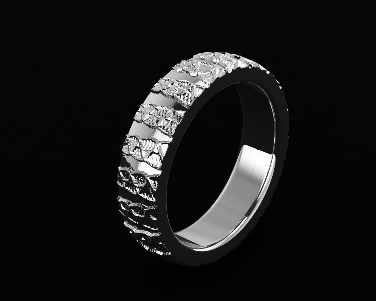 Set of 7 simple textured rings 3D print model_11